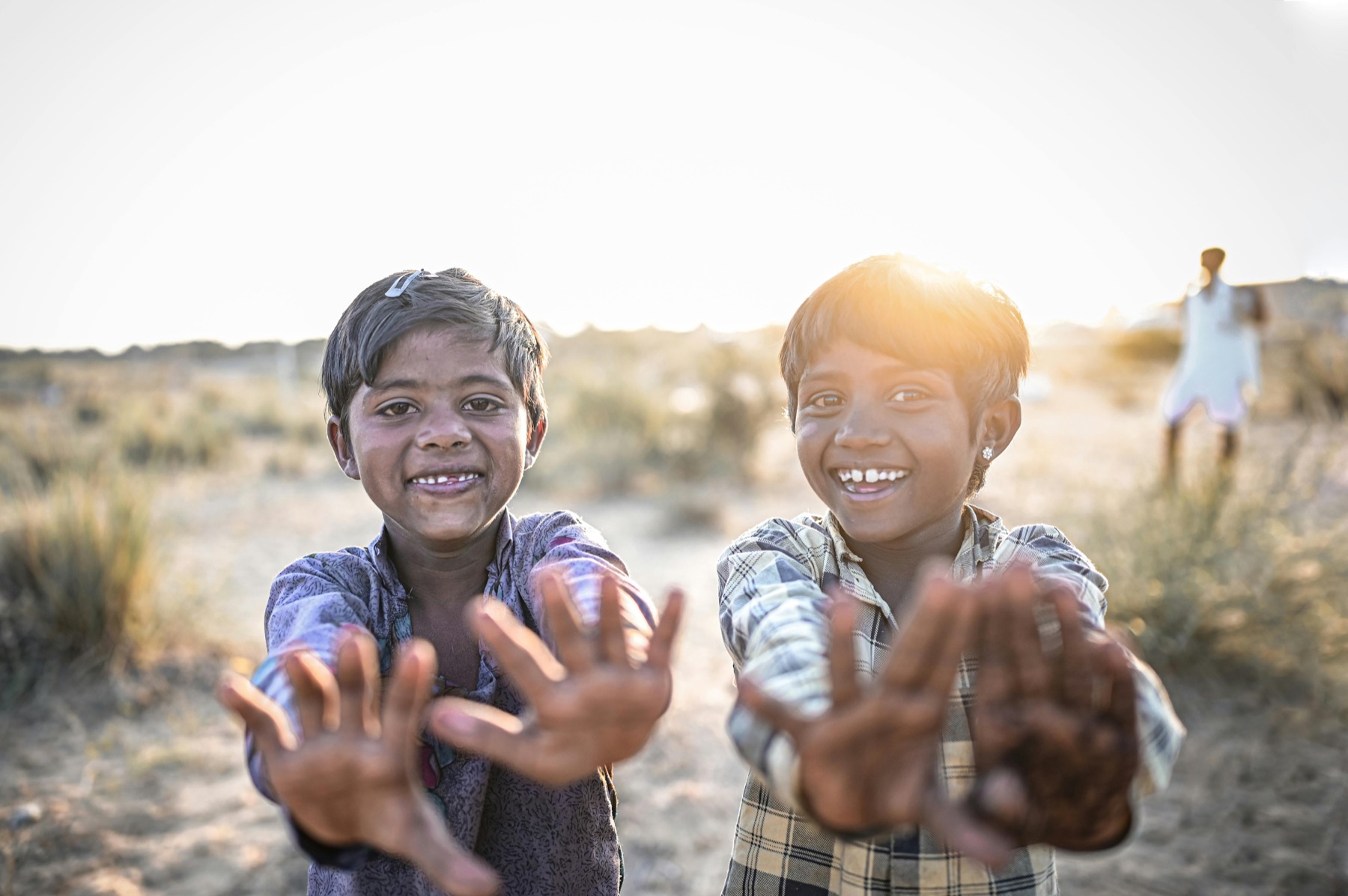 Happy children smiling together outdoors